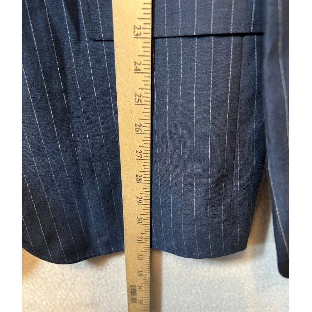 Alex Cannon Mens Pinstripe Wool Linen Blazer‎ Jacket Elbow Patches Size L/G